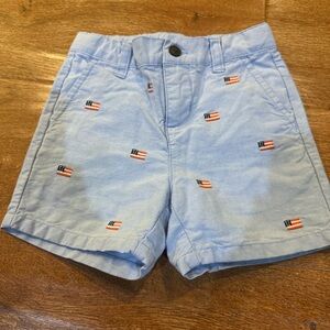 Janie and Jack Light Blue Shorts with Flag Embroidery